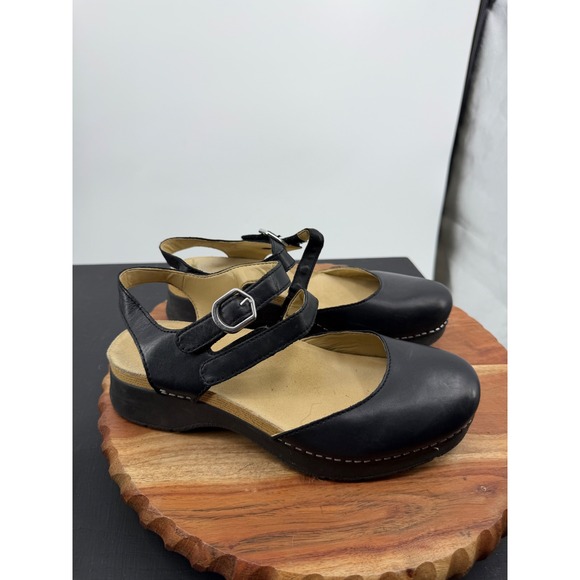 Dansko Shoes - Dansko Black Leather Mary Jane Clog Sandals